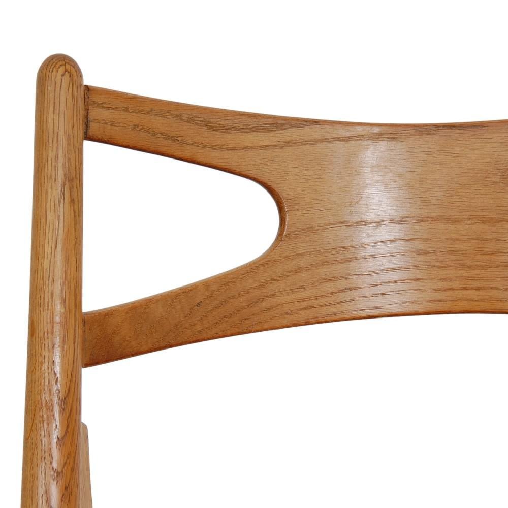 Sawbuck Dining Chairs in Oak and Cognac Anilin Leather by Hans Wegner, 1970s, Set of 6