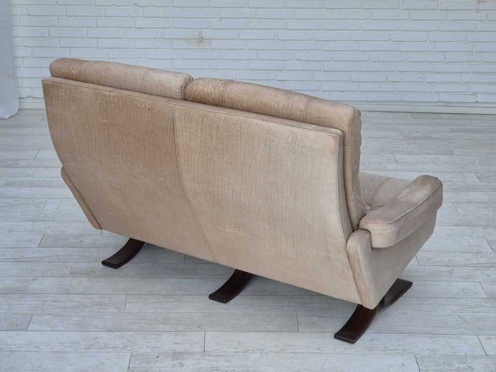 Scandinavian 2 Seater Sofa in Leather, 1970s