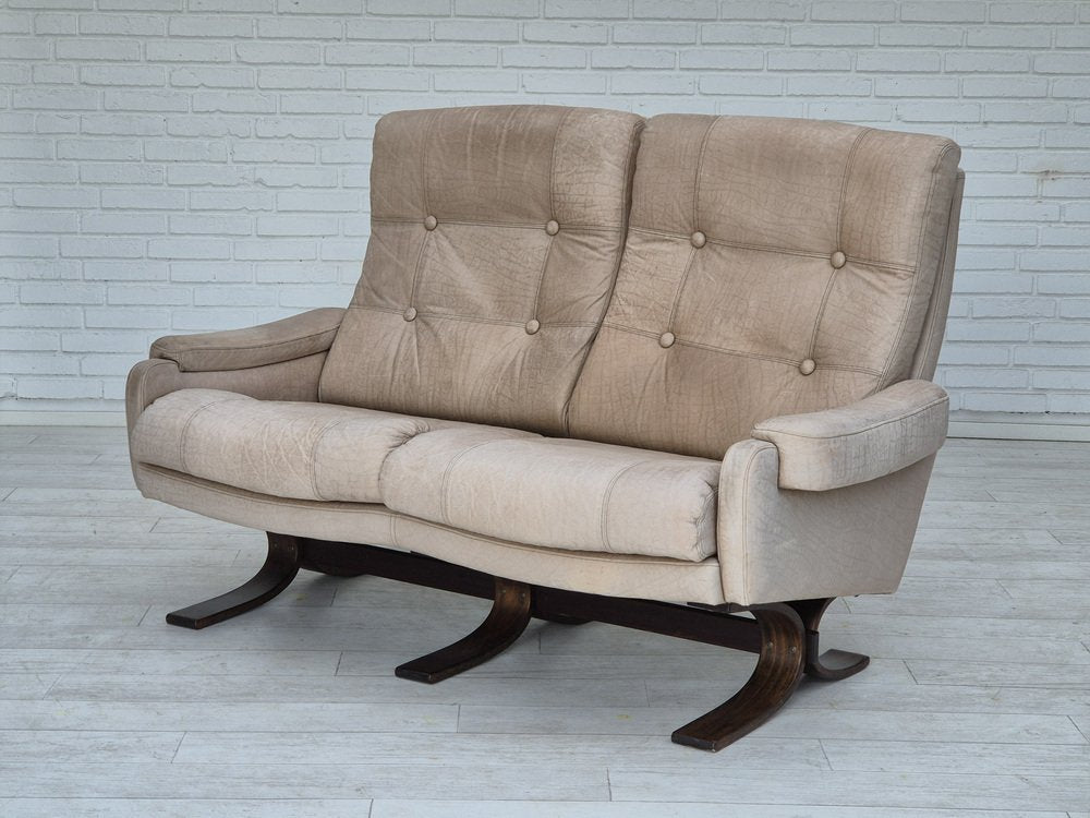 Scandinavian 2 Seater Sofa in Leather, 1970s