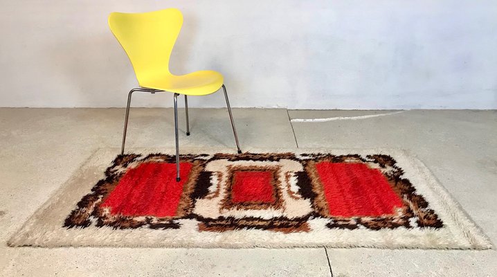 Scandinavian Abstract Graphic Wall or Floor Wool Rug, 1960s-JP-948816