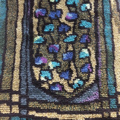 Scandinavian Abstract High Pile Rya Rug Carpet, Sweden, 1960s-QZ-1114596