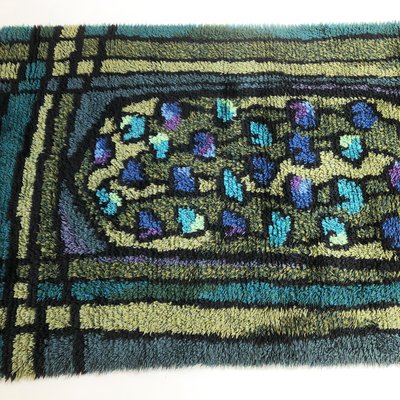 Scandinavian Abstract High Pile Rya Rug Carpet, Sweden, 1960s-QZ-1114596