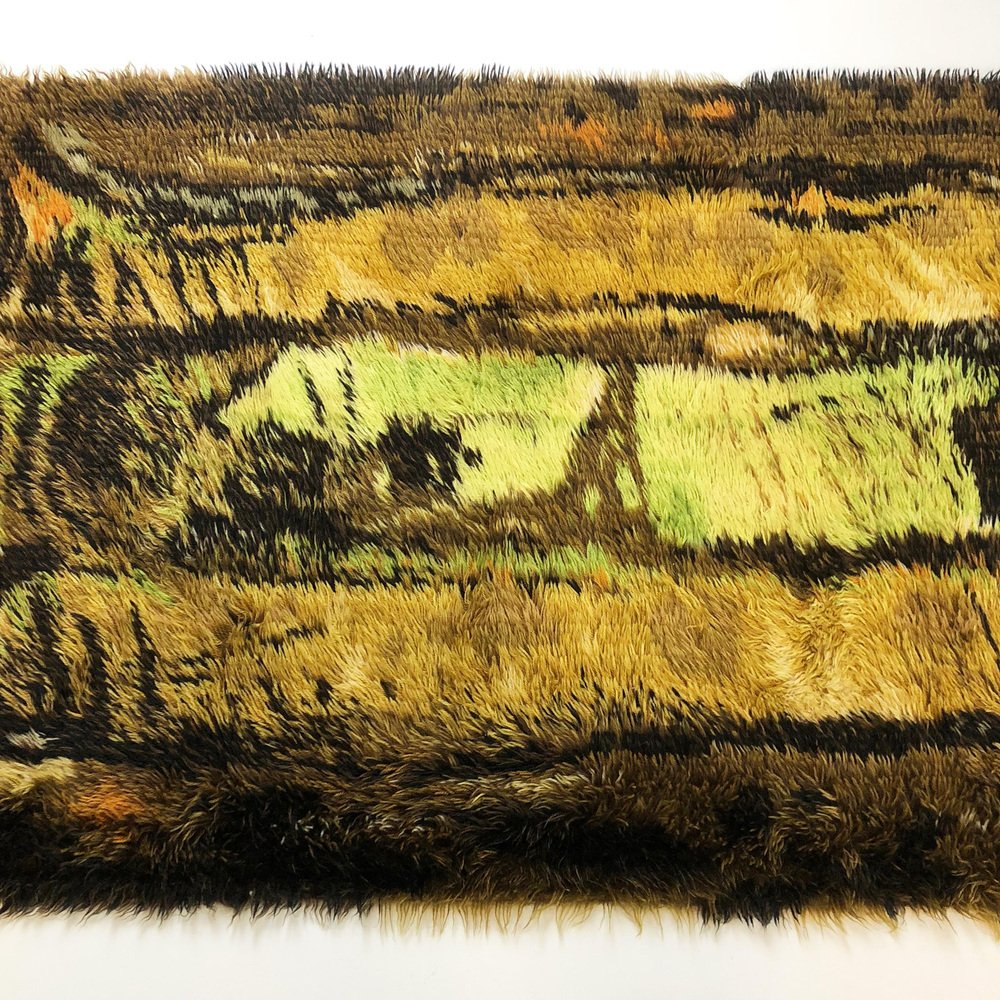 Scandinavian Abstract High Pile Rya Rug, Denmark, 1960s