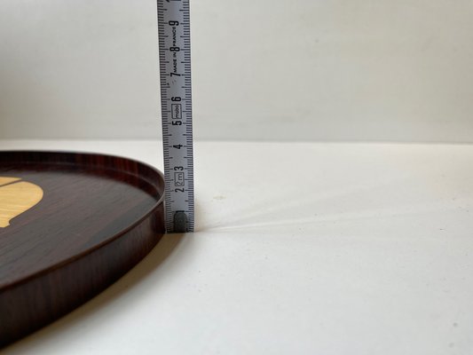 Scandinavian Abstract Mahogany Tray from Intarsia Ringe, 1970s-LCR-1003731