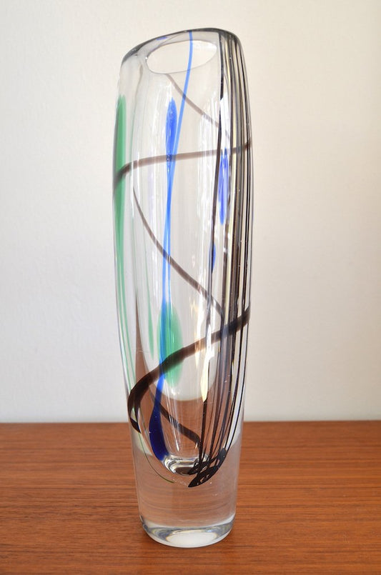 Scandinavian Abstracta Glass Vase by Vicke Lindstrand for Kosta, 1960s