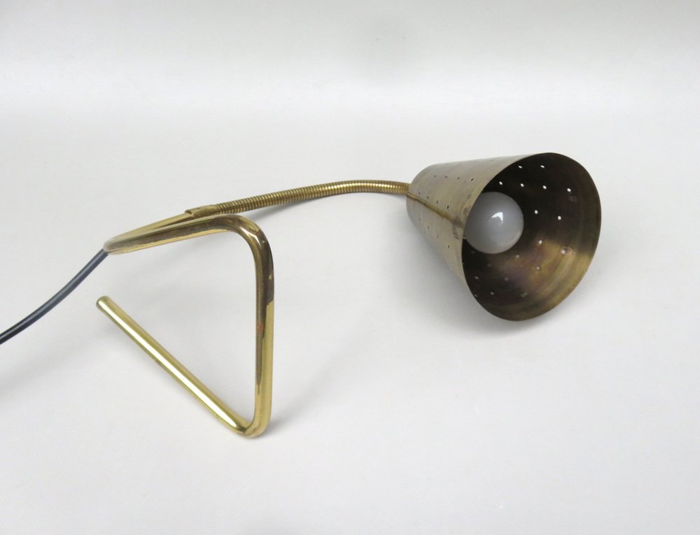 Scandinavian Adjustable Brass Table Lamp, 1950s