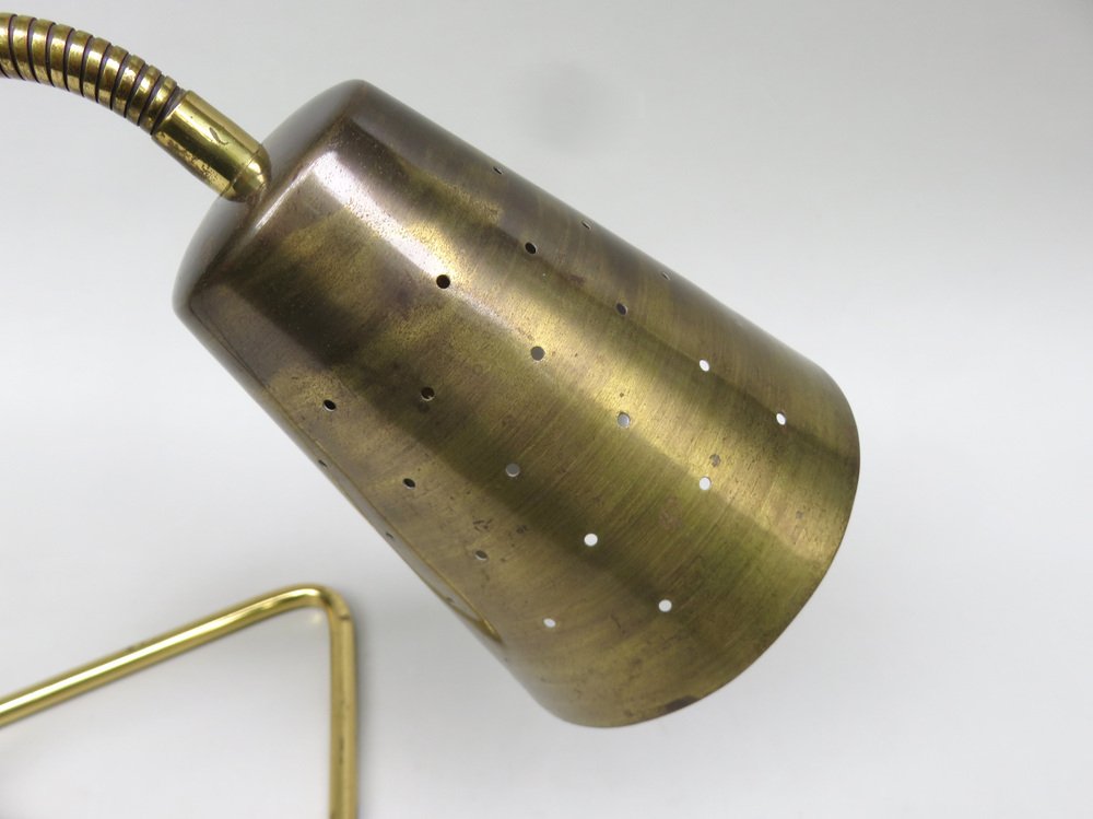 Scandinavian Adjustable Brass Table Lamp, 1950s