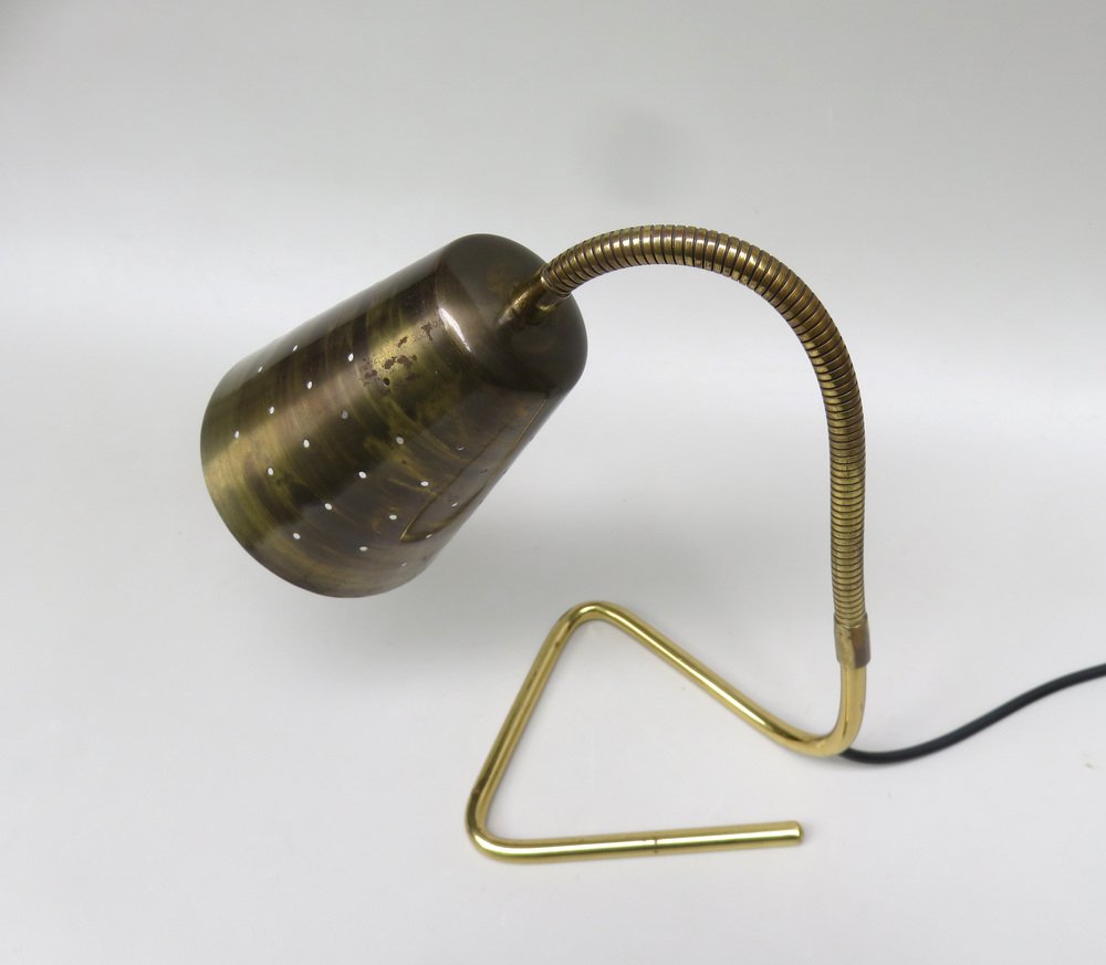 Scandinavian Adjustable Brass Table Lamp, 1950s