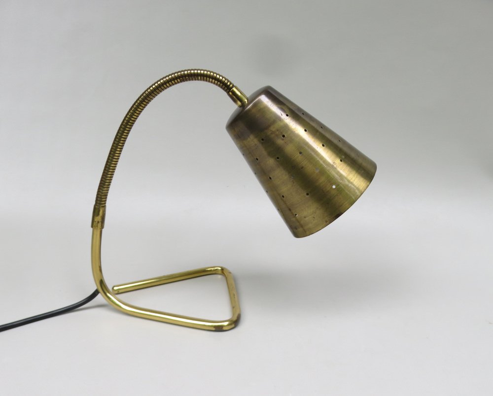 Scandinavian Adjustable Brass Table Lamp, 1950s