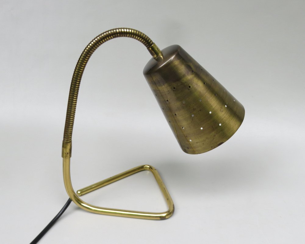 Scandinavian Adjustable Brass Table Lamp, 1950s