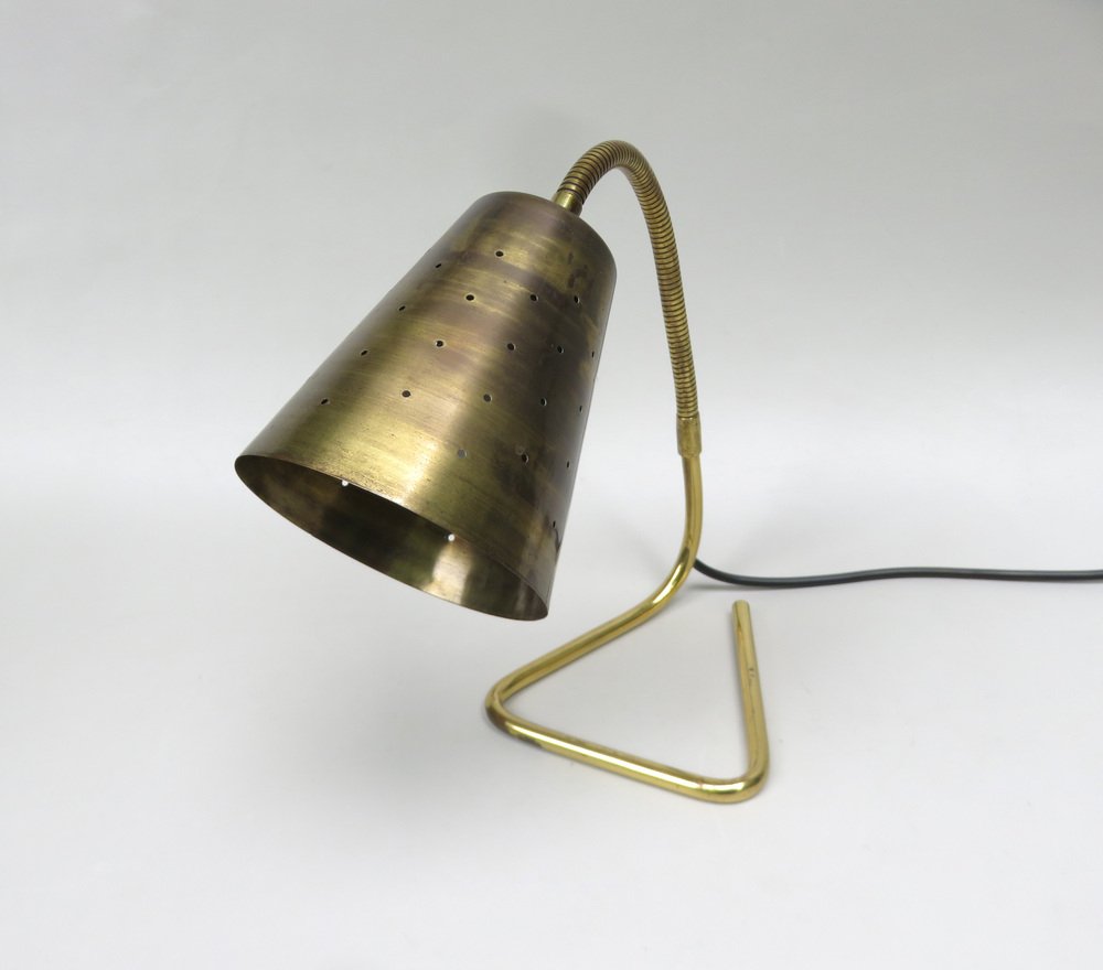 Scandinavian Adjustable Brass Table Lamp, 1950s