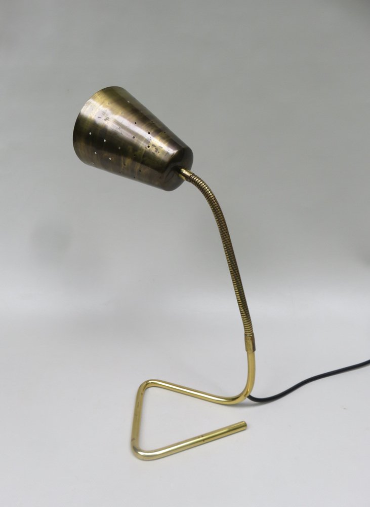 Scandinavian Adjustable Brass Table Lamp, 1950s