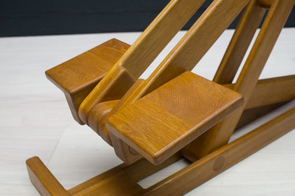 Scandinavian Adjustable Wooden Stool, 1960s-KQB-581918