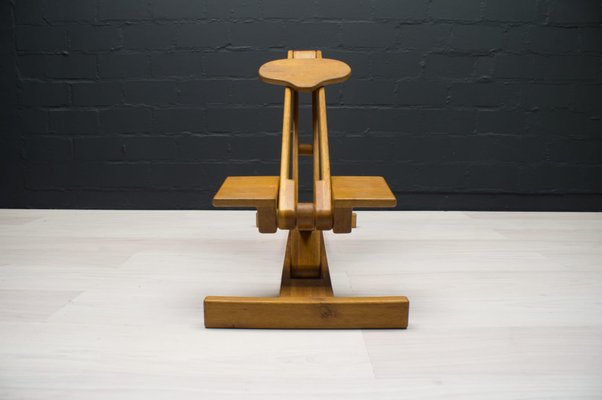 Scandinavian Adjustable Wooden Stool, 1960s-KQB-581918