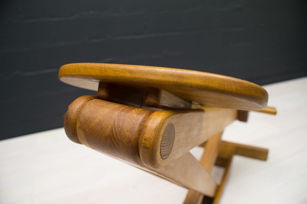 Scandinavian Adjustable Wooden Stool, 1960s-KQB-581918