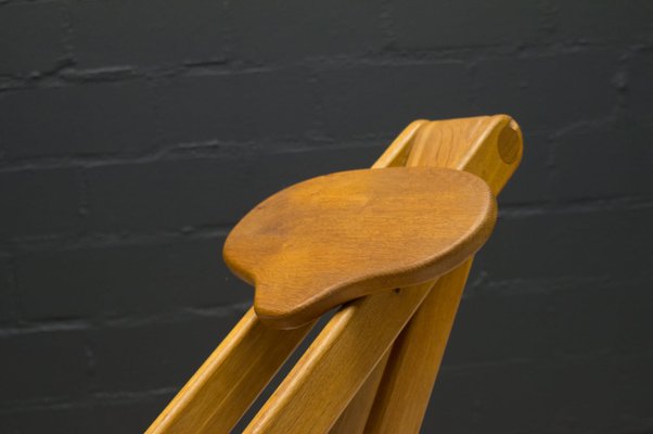 Scandinavian Adjustable Wooden Stool, 1960s-KQB-581918