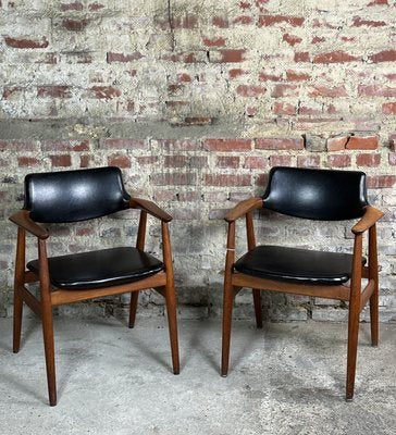 Scandinavian Armchairs in Teak and Skai attributed to Erik Kirkegaard for Høng Stolefabrik, 1960s, Set of 2-RWZ-2028235