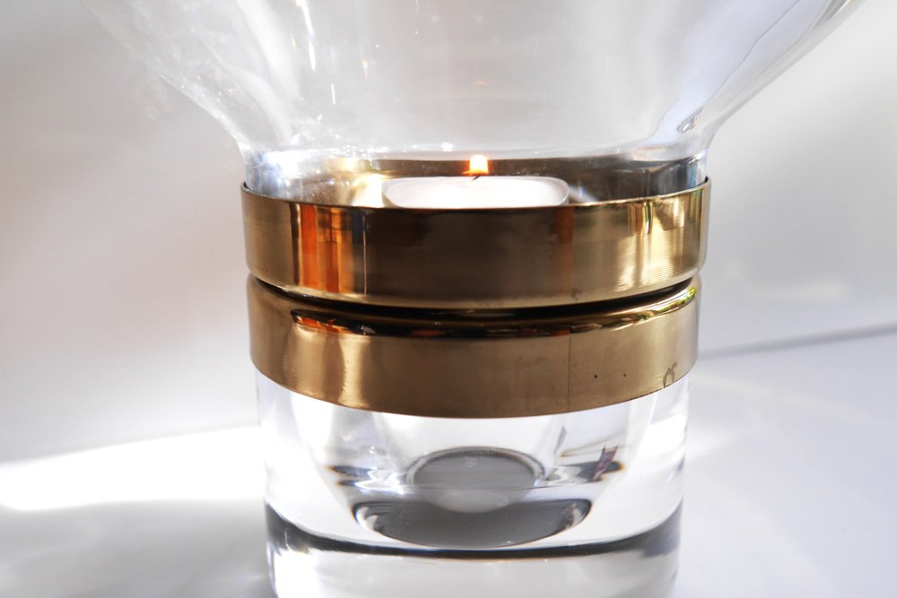 Scandinavian Art Crystal Candleholder by Olle Alberius for Orrefors, 1970s