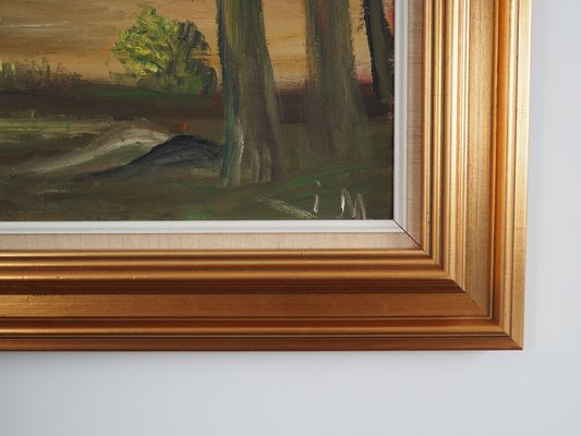 Scandinavian Artist, The Broken Tree, 1970s, Oil on Canvas, Framed-VND-1748855