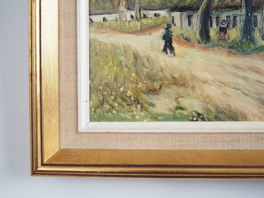 Scandinavian Artist, The Farm Under the Willows, 1960s, Oil on Canvas, Framed-VND-1744122