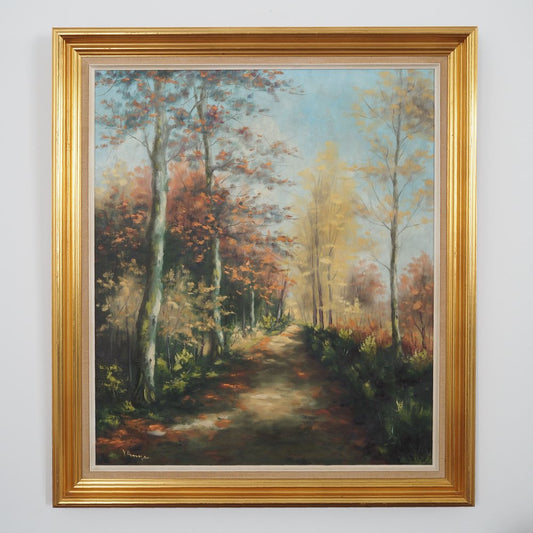 Scandinavian Artist, The Forest Road, 1970s, Oil on Canvas, Framed