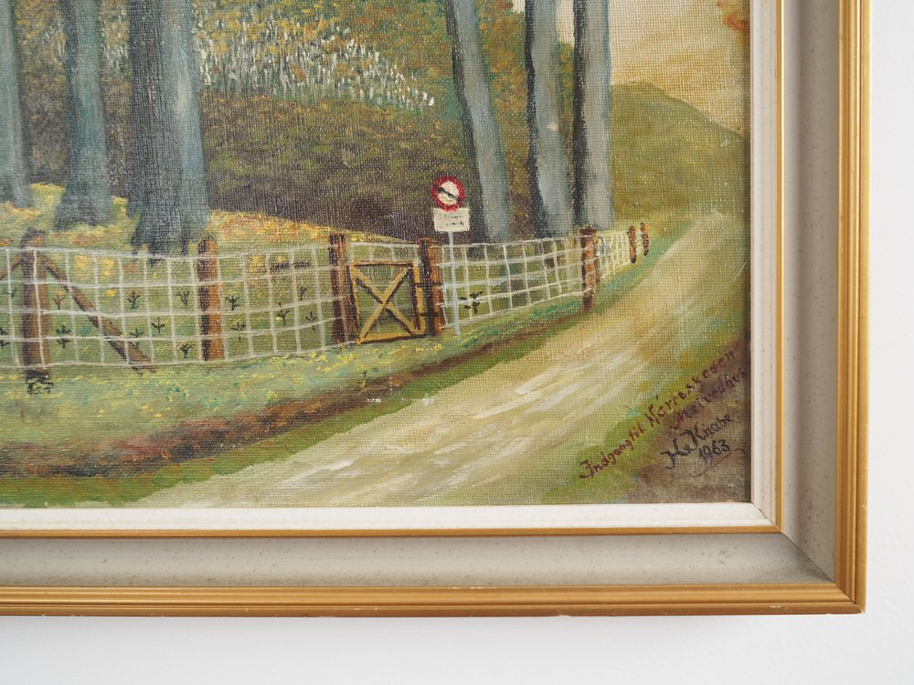 Scandinavian Artist, The Road to the Forest, 1960s, Oil on Canvas, Framed