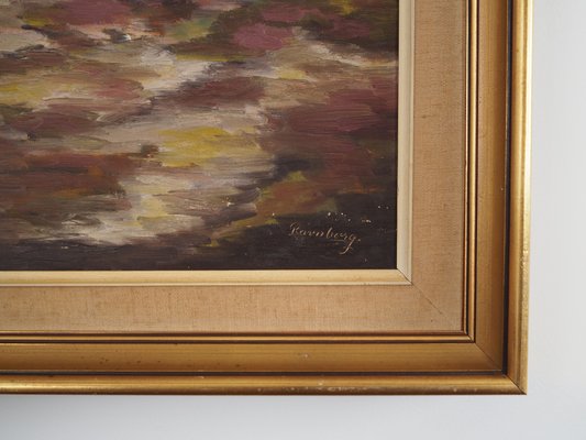 Scandinavian Artist, The Village in the Clouds, 1970s, Oil on Canvas, Framed-VND-1734103