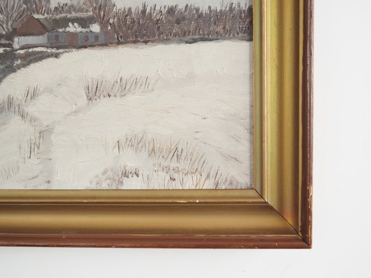 Scandinavian Artist, The Winterscape, 1960s, Oil on Canvas, Framed-VND-1704476