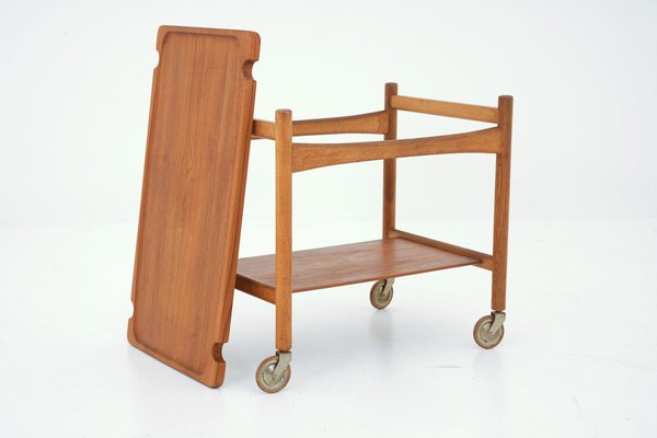 Scandinavian Bar Cart in Teak and Oak attributed to Hans J. Wegner, 1950s-FM-1772838