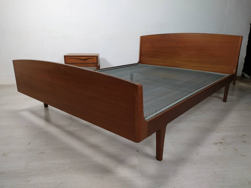 Scandinavian Bed and Nighstands, 1960s, Set of 3