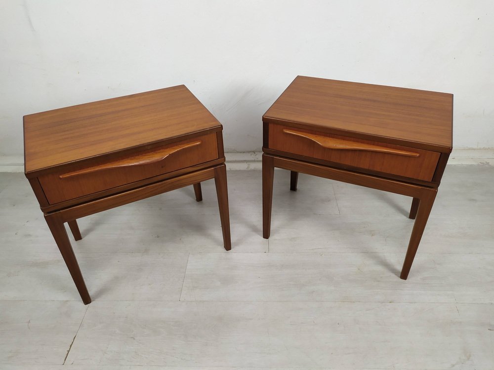 Scandinavian Bed and Nighstands, 1960s, Set of 3