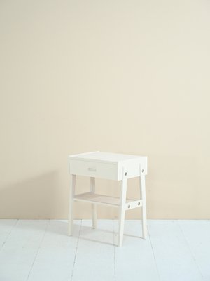 Scandinavian Bedside Table in Painted White, 1960s-QWP-1736948