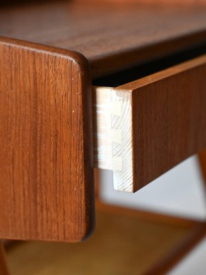 Scandinavian Bedside Table in Teak and Rattan, 1960s-QWP-2033948