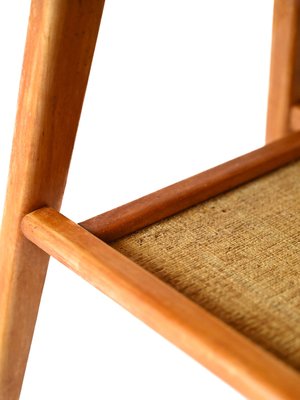 Scandinavian Bedside Table in Teak and Rattan, 1960s-QWP-2033948