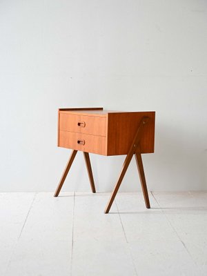 Scandinavian Bedside Table with Drawers, 1960s-QWP-2042026