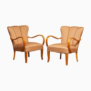 Scandinavian Bentwood Armchairs Club Chairs in Elm, Sweden, 1950s, Set of 2-JE-987207