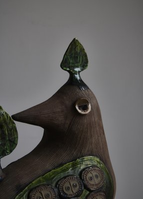 Scandinavian Bird Sculpture by Rolf Hansen for Kongsberg Ceramics, 1950s-WRF-1342645