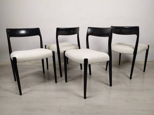 Scandinavian Black Lacquered Dining Chairs by Niels Otto Møller, 1950s, Set of 4-EAD-1784487