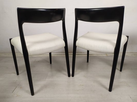 Scandinavian Black Lacquered Dining Chairs by Niels Otto Møller, 1950s, Set of 4-EAD-1784487