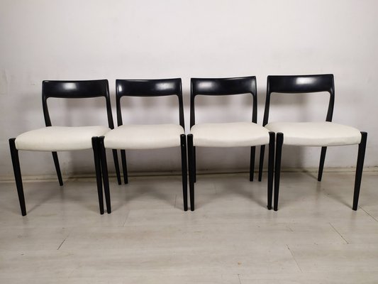 Scandinavian Black Lacquered Dining Chairs by Niels Otto Møller, 1950s, Set of 4-EAD-1784487