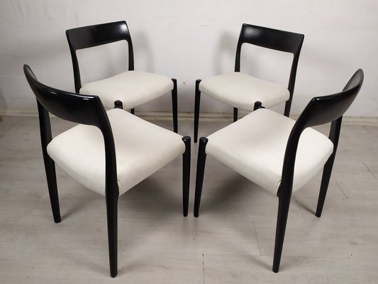 Scandinavian Black Lacquered Dining Chairs by Niels Otto Møller, 1950s, Set of 4-EAD-1784487