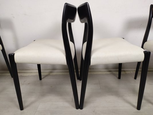 Scandinavian Black Lacquered Dining Chairs by Niels Otto Møller, 1950s, Set of 4-EAD-1784487