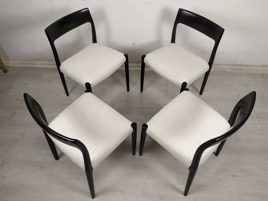 Scandinavian Black Lacquered Dining Chairs by Niels Otto Møller, 1950s, Set of 4-EAD-1784487