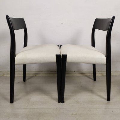 Scandinavian Black Lacquered Dining Chairs by Niels Otto Møller, 1950s, Set of 4-EAD-1784487