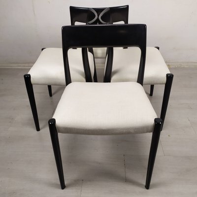 Scandinavian Black Lacquered Dining Chairs by Niels Otto Møller, 1950s, Set of 4-EAD-1784487