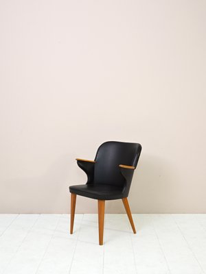 Scandinavian Black Leatherette Desk Chair, 1960s-QWP-1427708