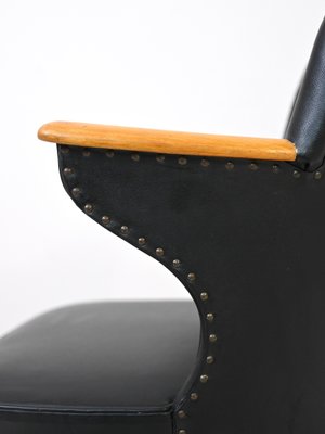 Scandinavian Black Leatherette Desk Chair, 1960s-QWP-1427708