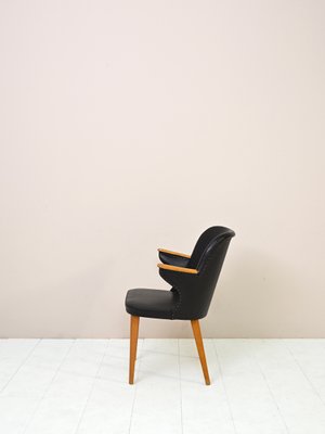 Scandinavian Black Leatherette Desk Chair, 1960s-QWP-1427708