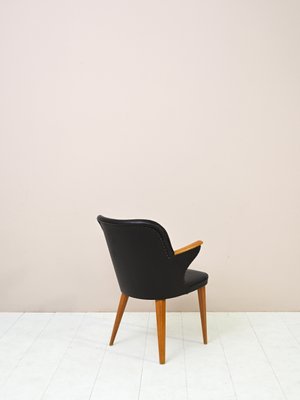 Scandinavian Black Leatherette Desk Chair, 1960s-QWP-1427708