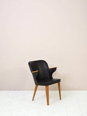 Scandinavian Black Leatherette Desk Chair, 1960s-QWP-1427708